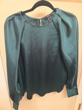Forever 21 Dark Green Balloon Sleeve Blouse